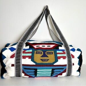 Large Aztec Ecuadorian Boho Bohemian Tribal Geometric Abstract Woven Duffle Bag